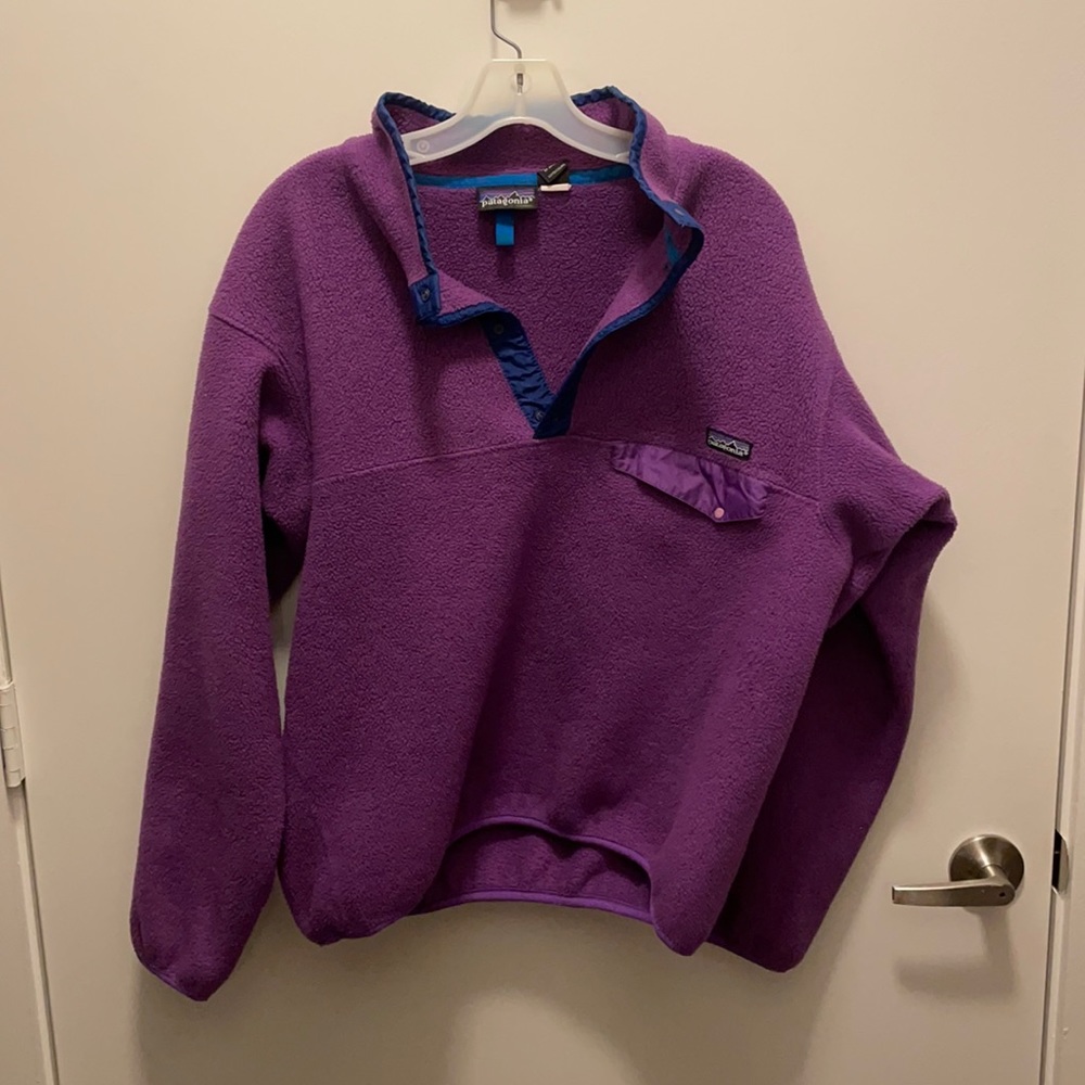 purple patagonia synchilla snap t pullover